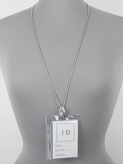 Filigree Cutout Metal ID Holder & Necklace - Image 2