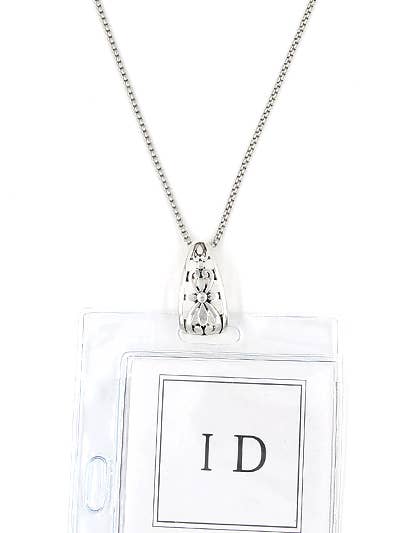 Filigree Cutout Metal ID Holder & Necklace - Image 3