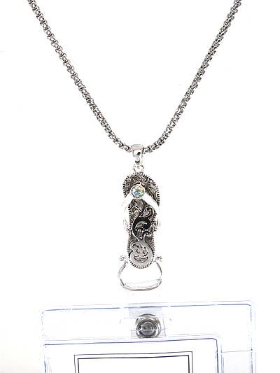 Crystal AB Flip Flop Filigree ID Holder & Necklace - Image 3