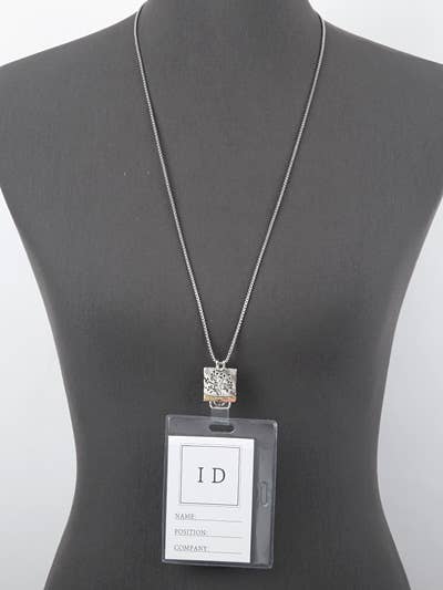 Tree of Life Tri-Tone Square ID Holder & Necklace - Image 2