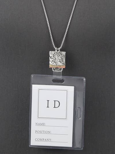Tree of Life Tri-Tone Square ID Holder & Necklace - Image 3