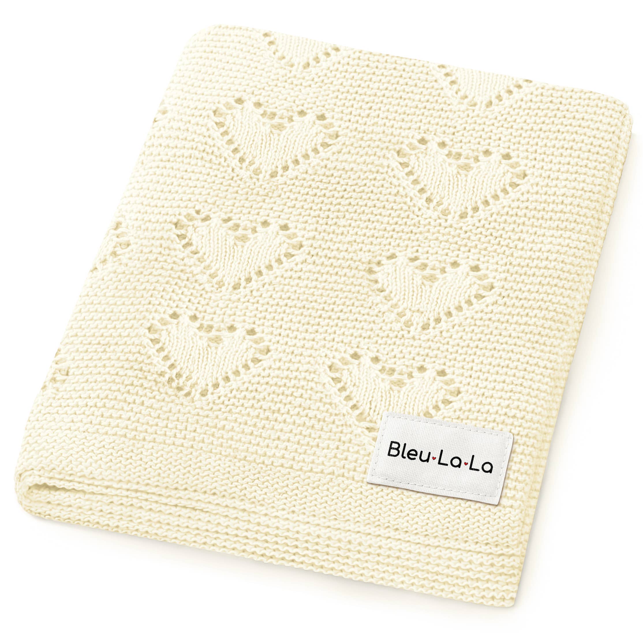 Receiving Swaddle Baby Blanket - Heart: Cream