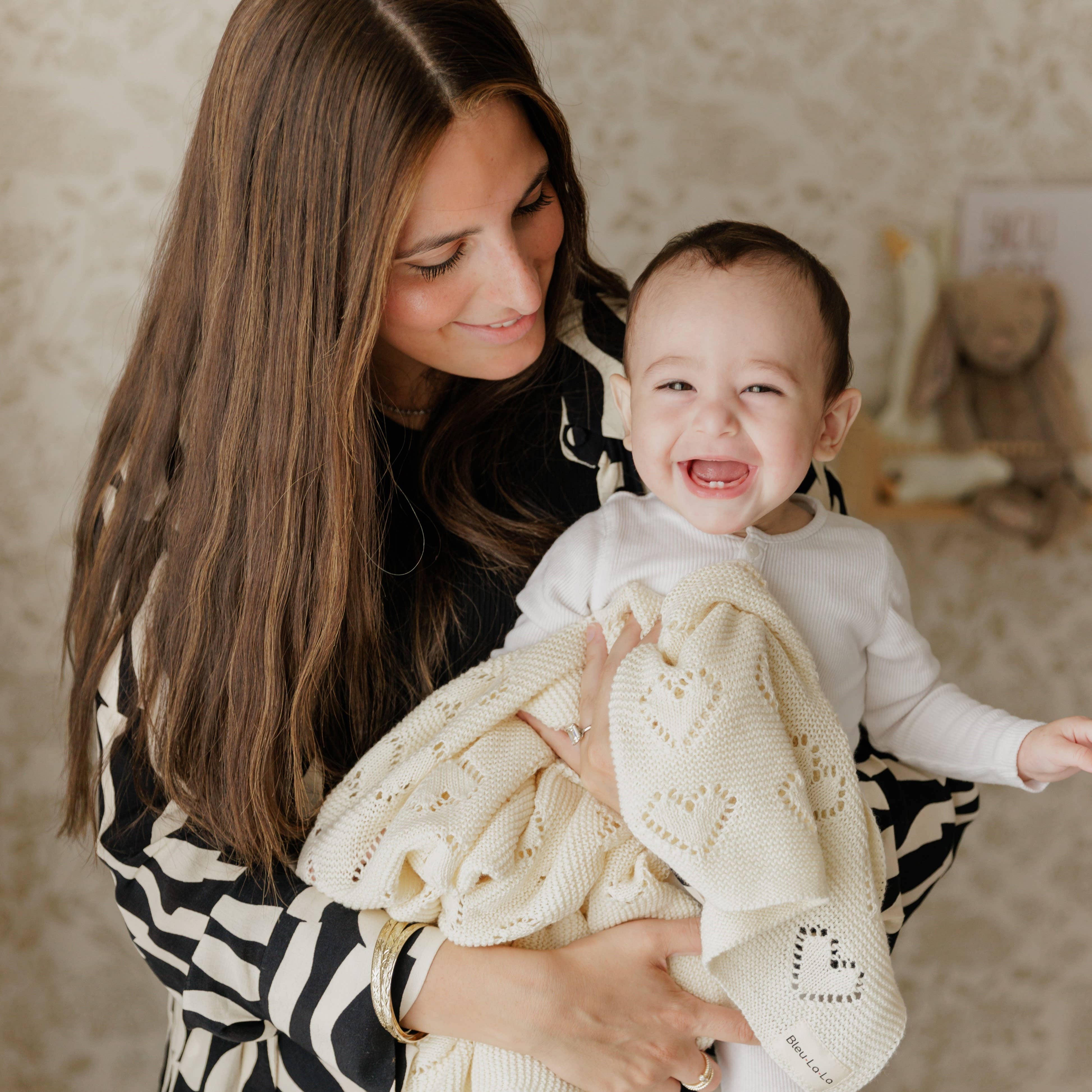 Receiving Swaddle Baby Blanket - Heart: Cream - Image 3