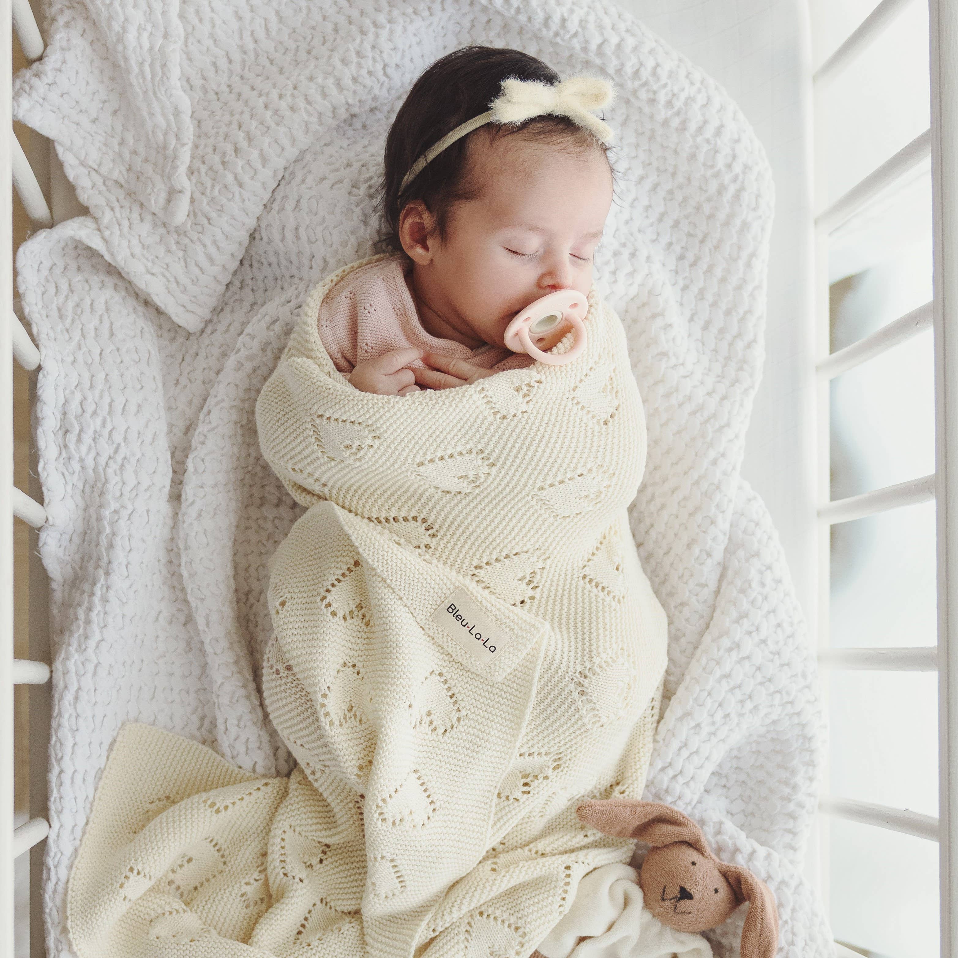 Receiving Swaddle Baby Blanket - Heart: Cream - Image 4