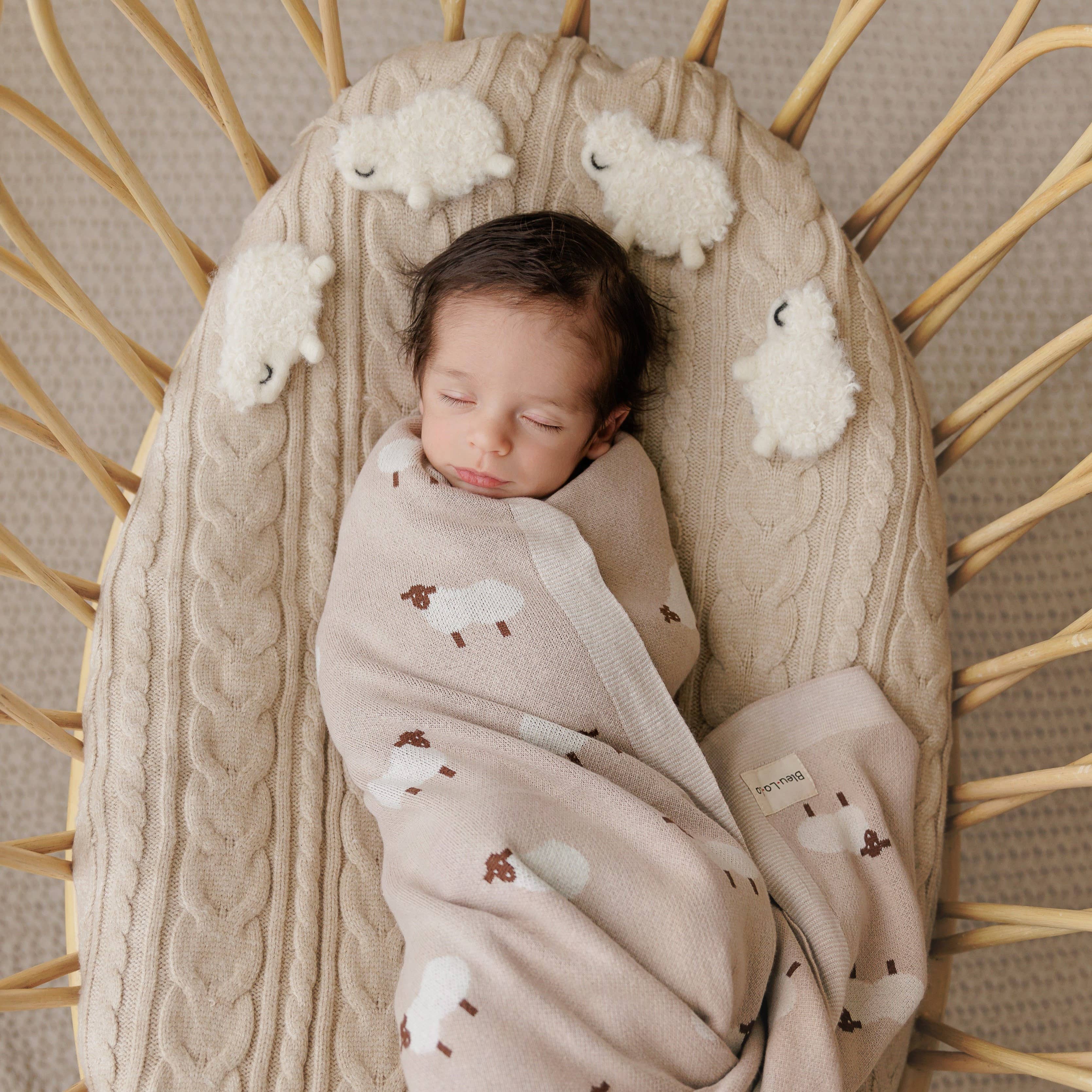 Receiving Swaddle Baby Blanket - Sheep: Taupe - Image 2