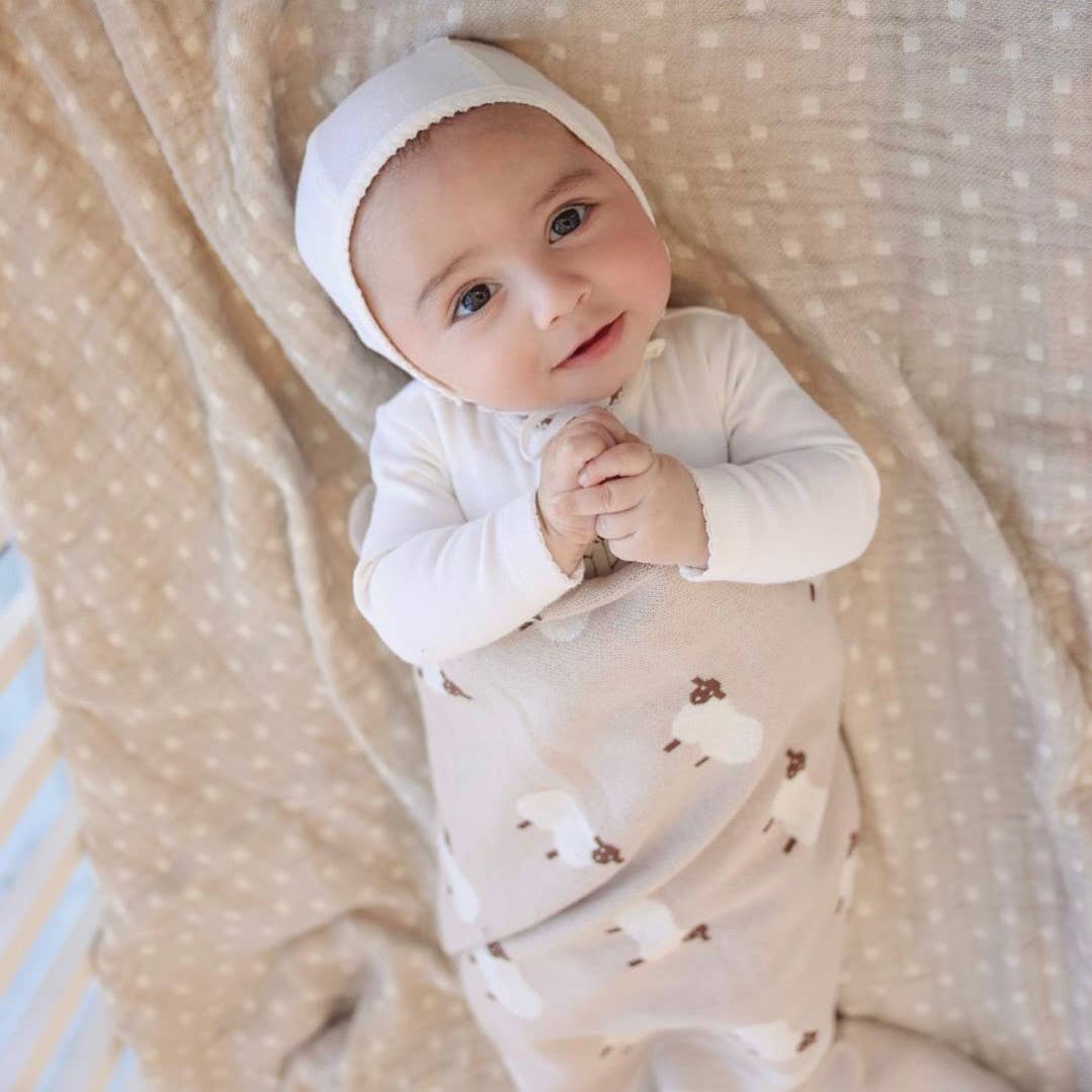 Receiving Swaddle Baby Blanket - Sheep: Taupe - Image 4