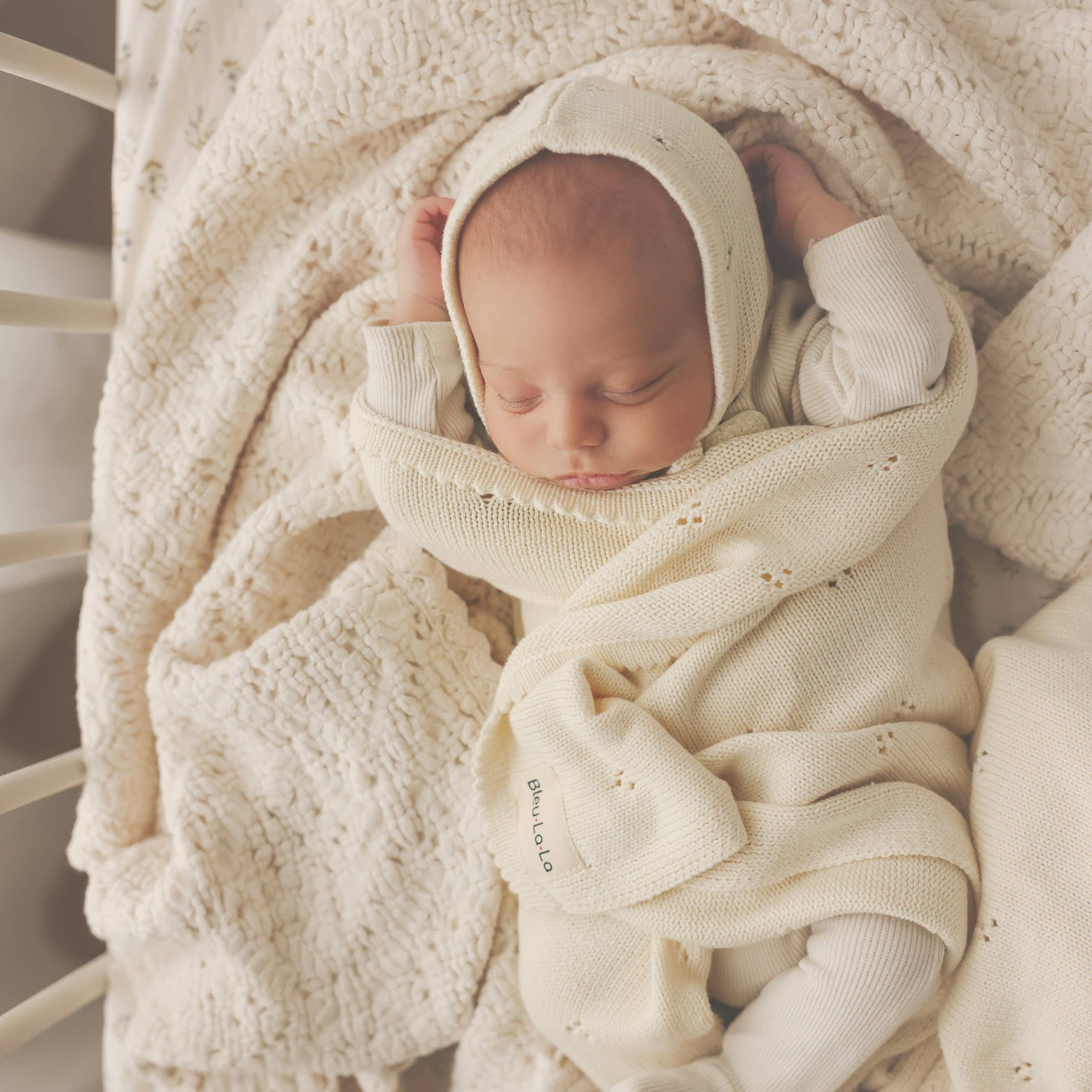 Luxury Organic Blanket + Hat Gift Set: Butter Cream - Image 2