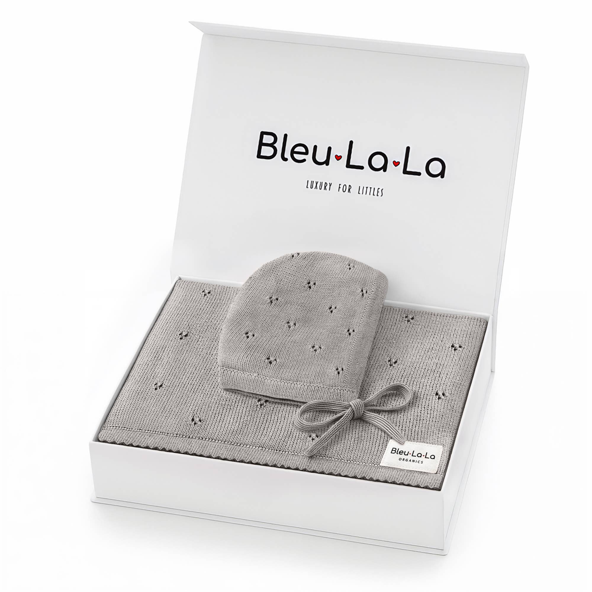 Luxury Organic Blanket + Hat Gift Set: Dove Grey