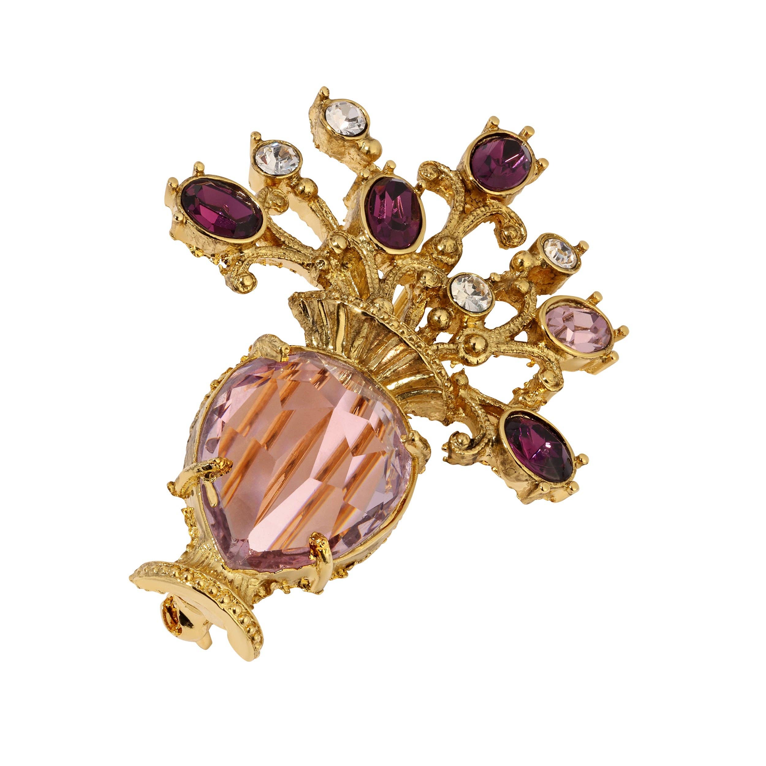 1928 Jewelry - 1928 Jewelry Imperial Amethyst Flower Crystal Vase Brooch