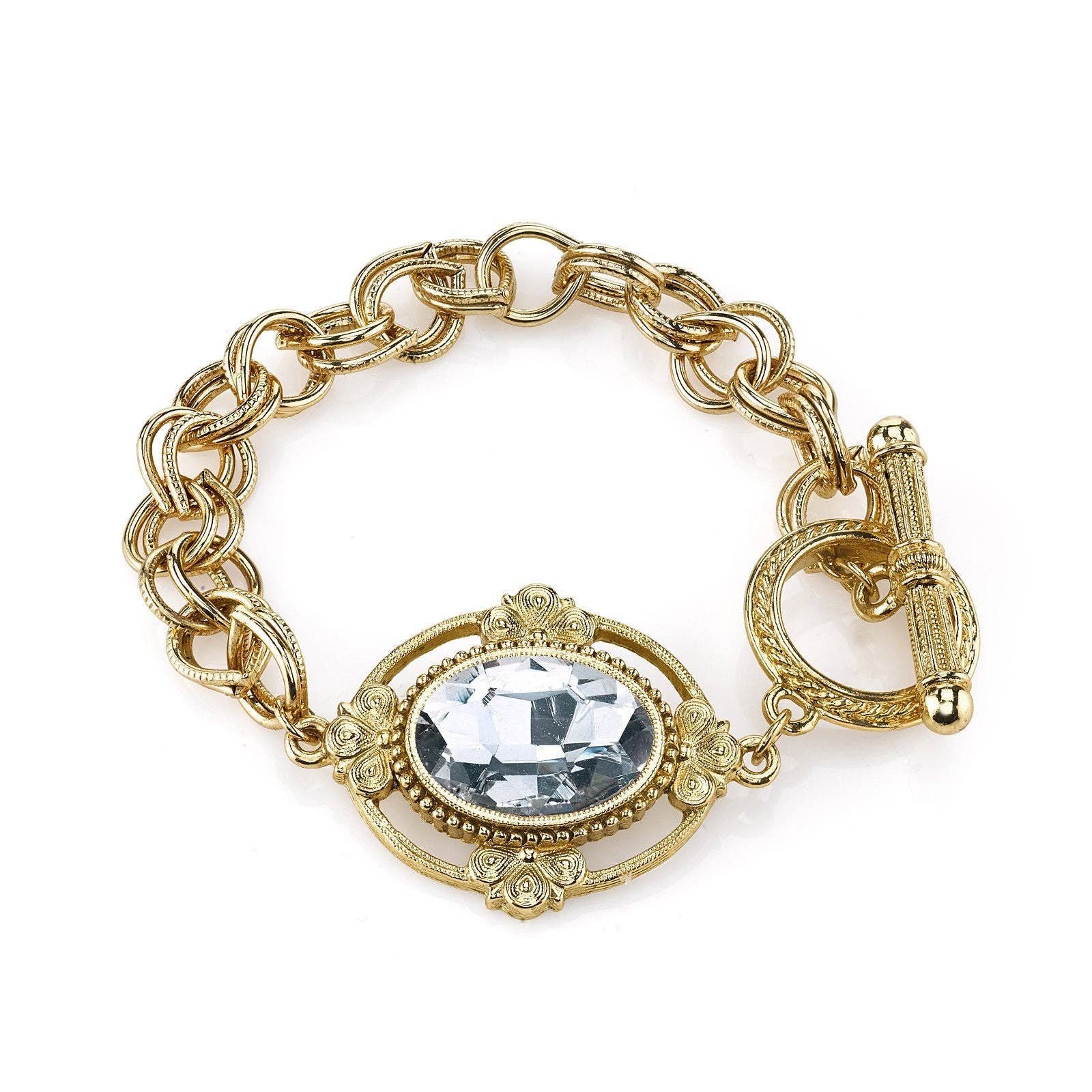 1928 Jewelry - 1928 Jewelry Oval Swarovski Element Toggle Bracelet - Image 2