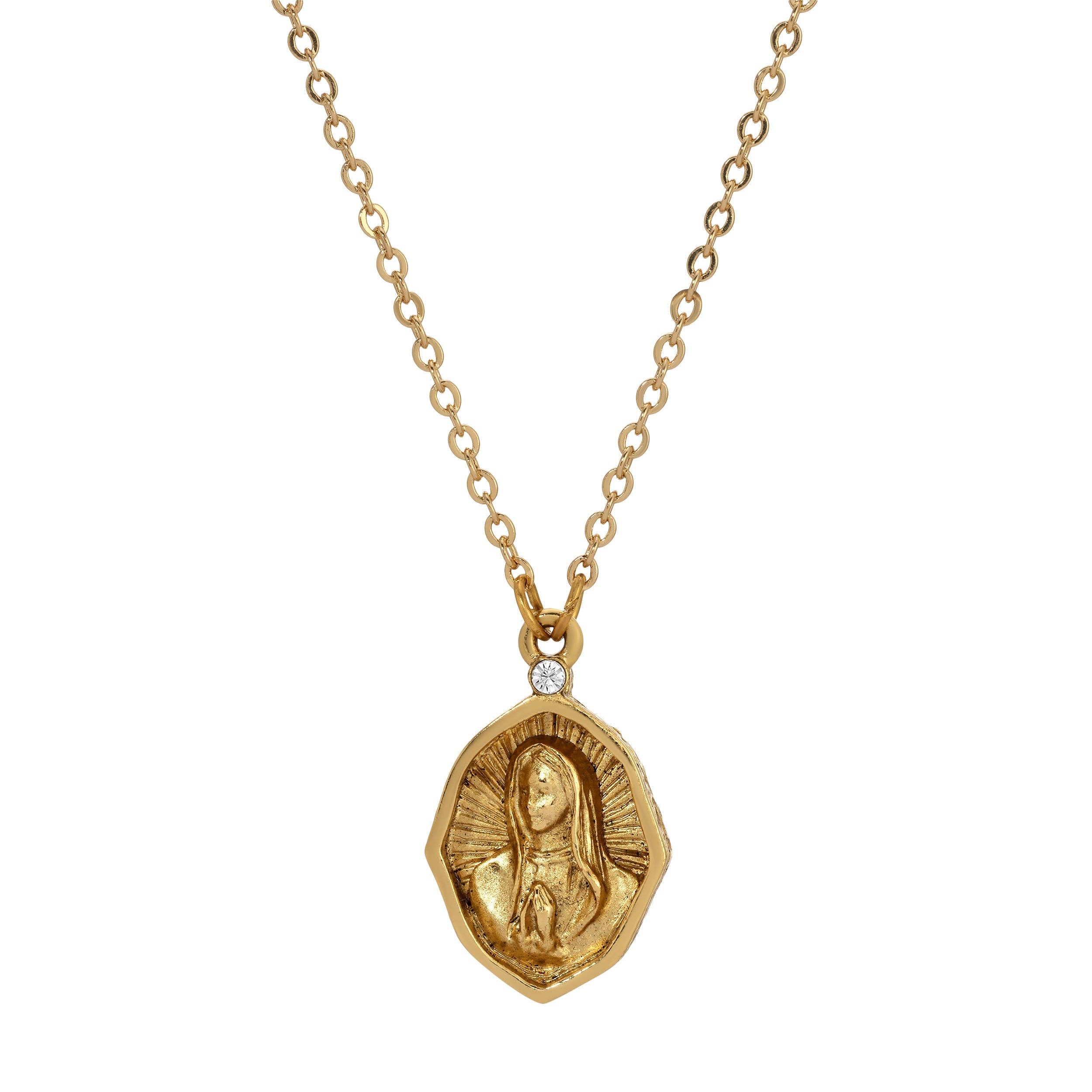 1928 Jewelry - Symbols Of Faith Mary In Prayer Pendant Necklace 16"