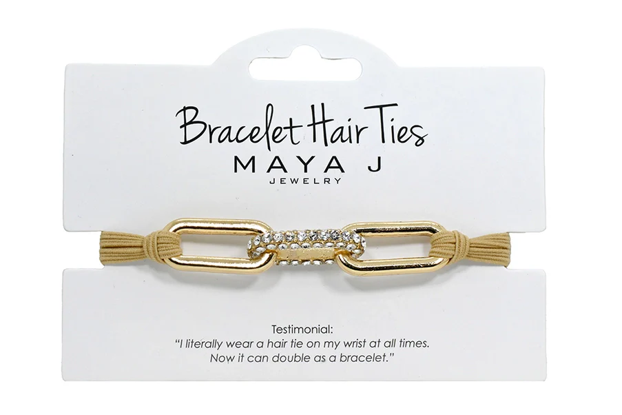 Crystal Hair Tie - Large Oval Yellow Chain