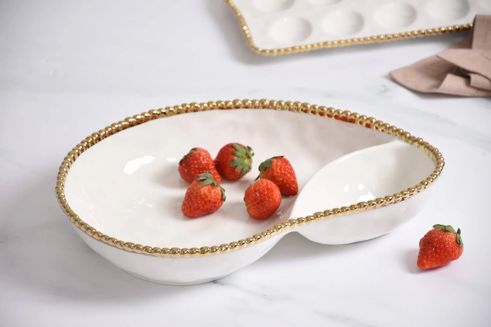 2 Section Serving Pc Gold Trim - Image 4
