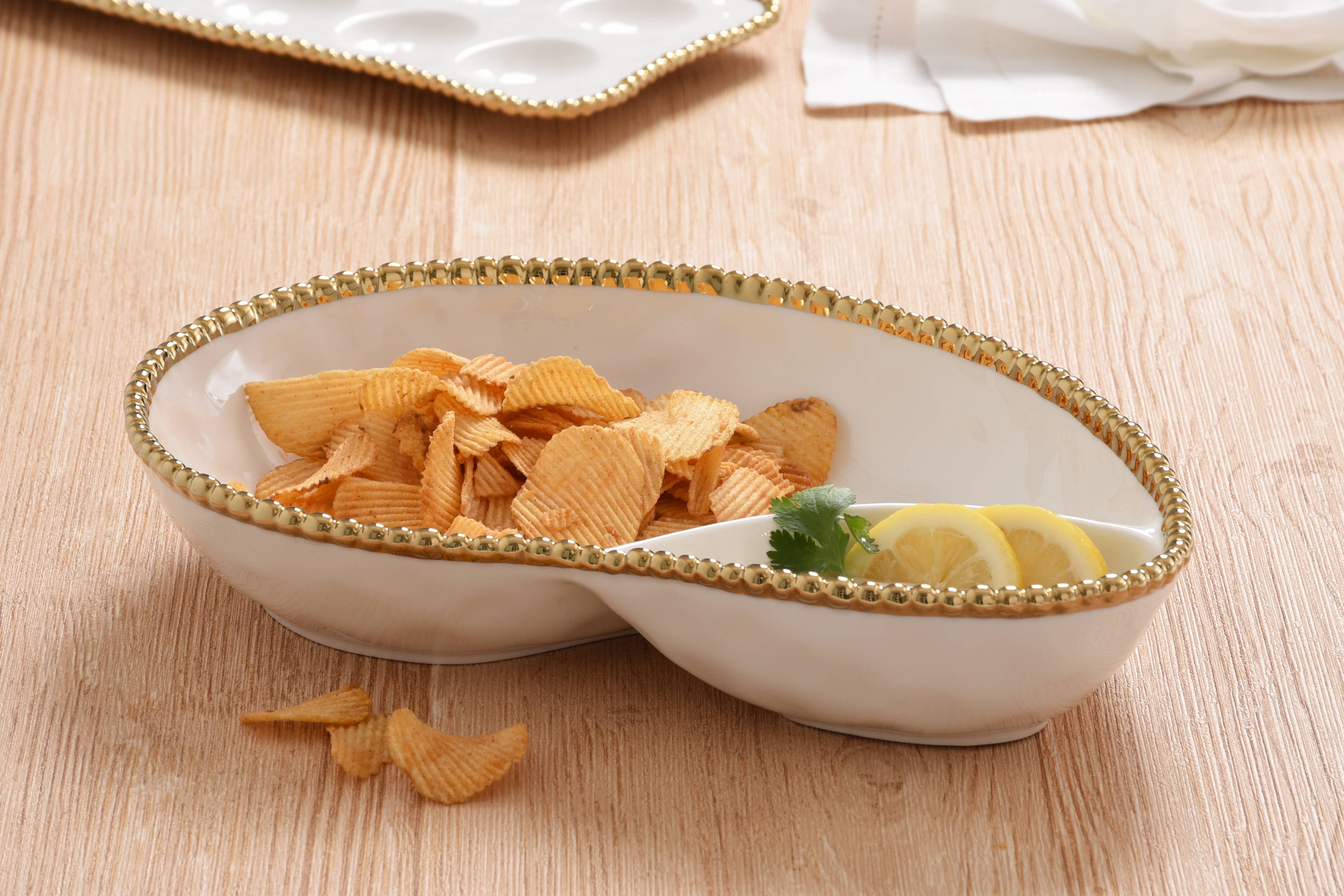 2 Section Serving Pc Gold Trim - Image 5