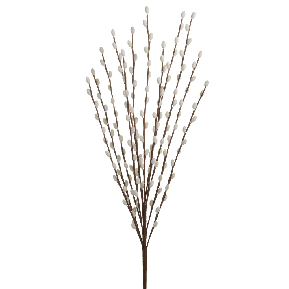 28" White Pussy Willow Branch