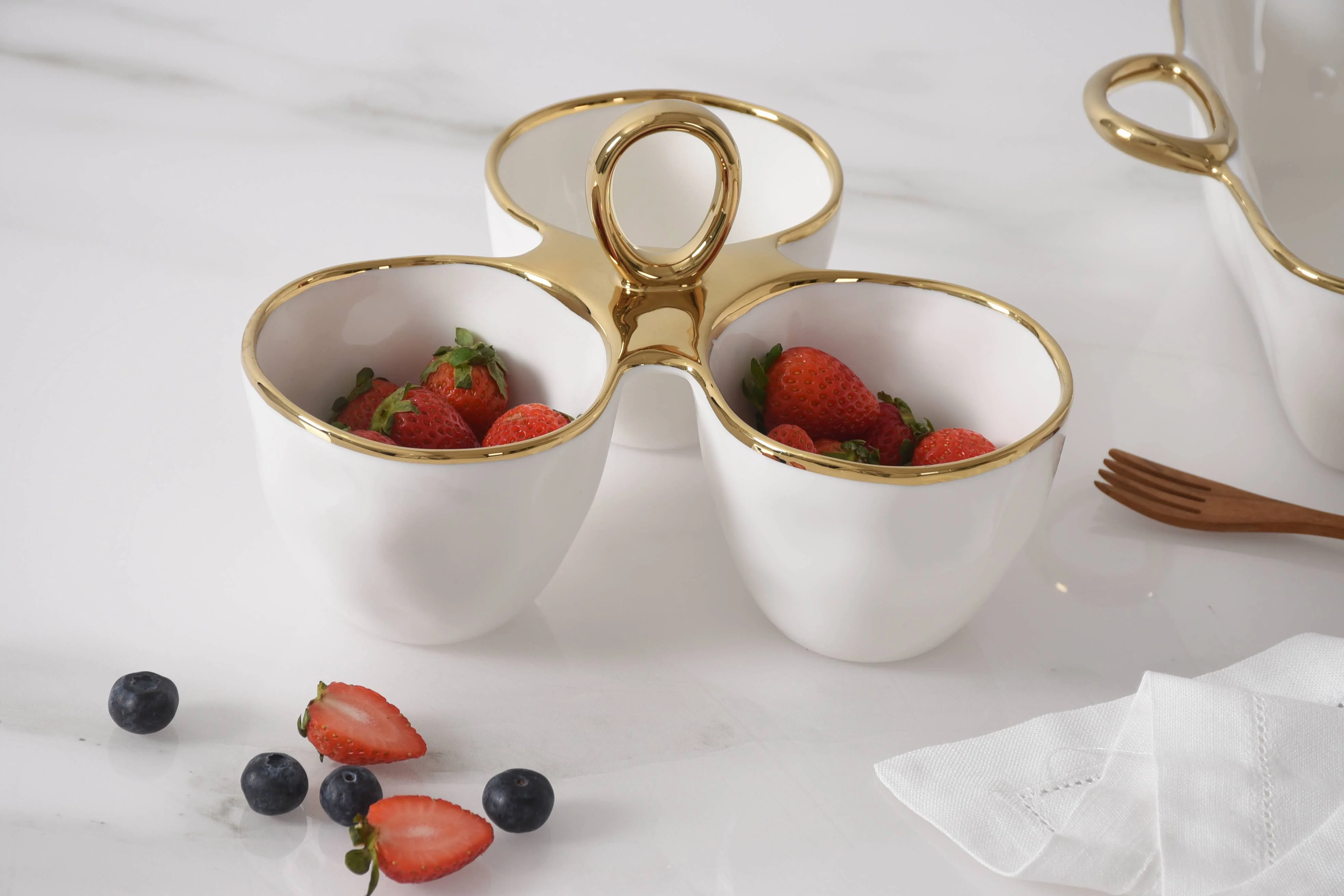 3 Part Server Set  Gold Rim - Image 4