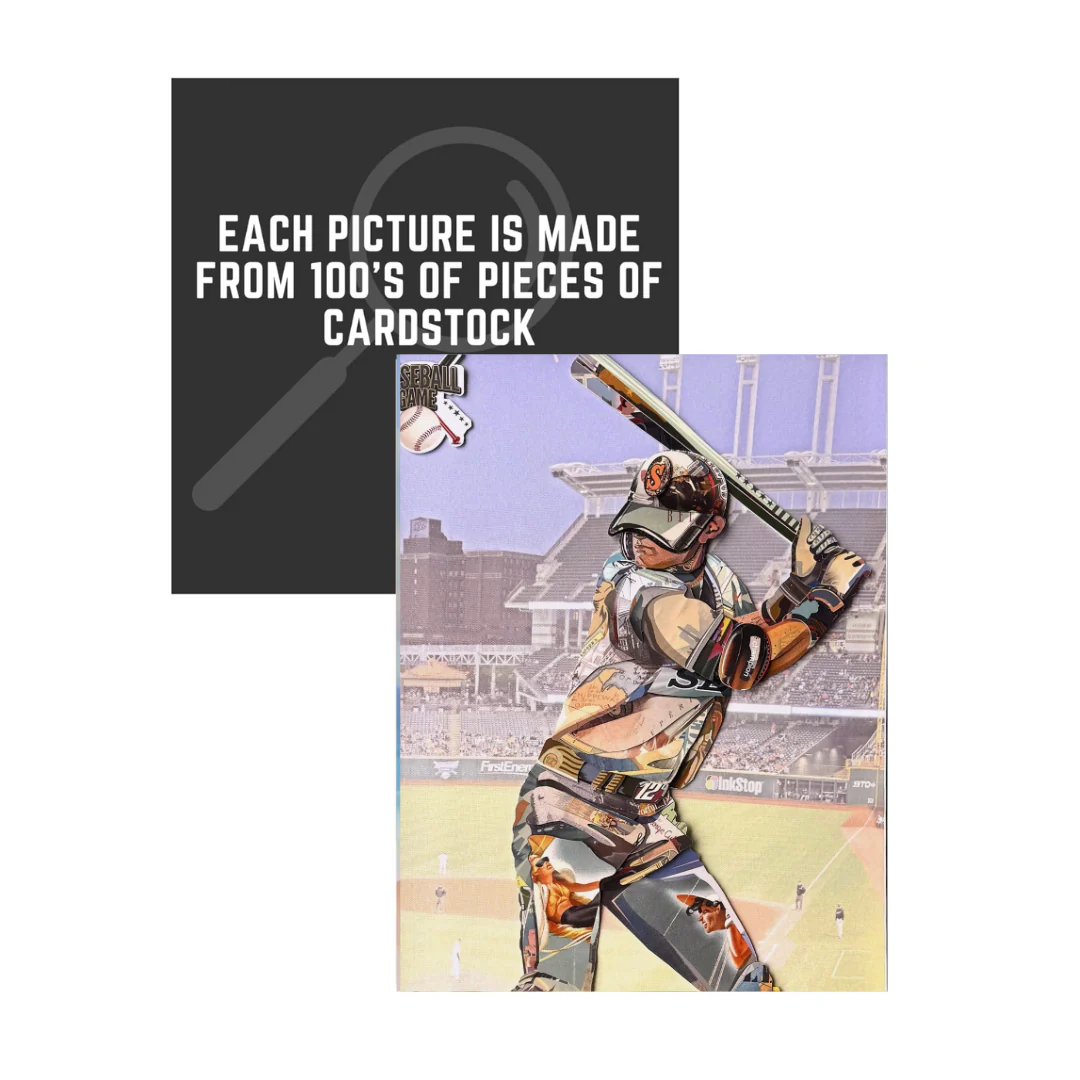 3D Collage Art | Baseball Player (36"x24") - Image 4