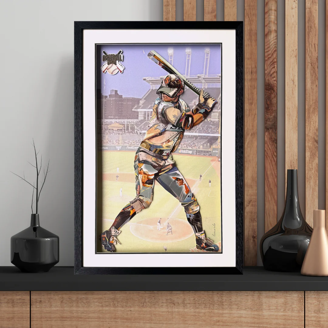 3D Collage Art | Baseball Player (36"x24") - Image 5