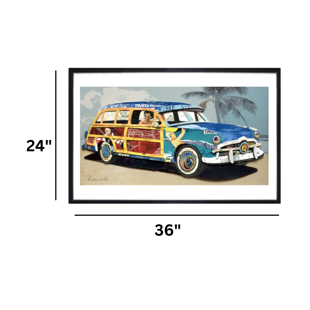 3D Collage Art | Beach Woody (36"x24") - Image 3