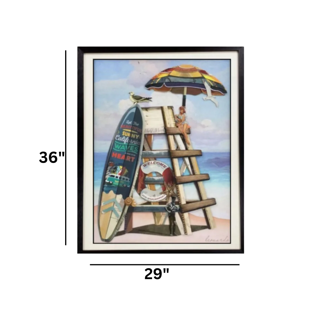 3D Collage Art | Lifeguard Tower (36"x29") - Image 3