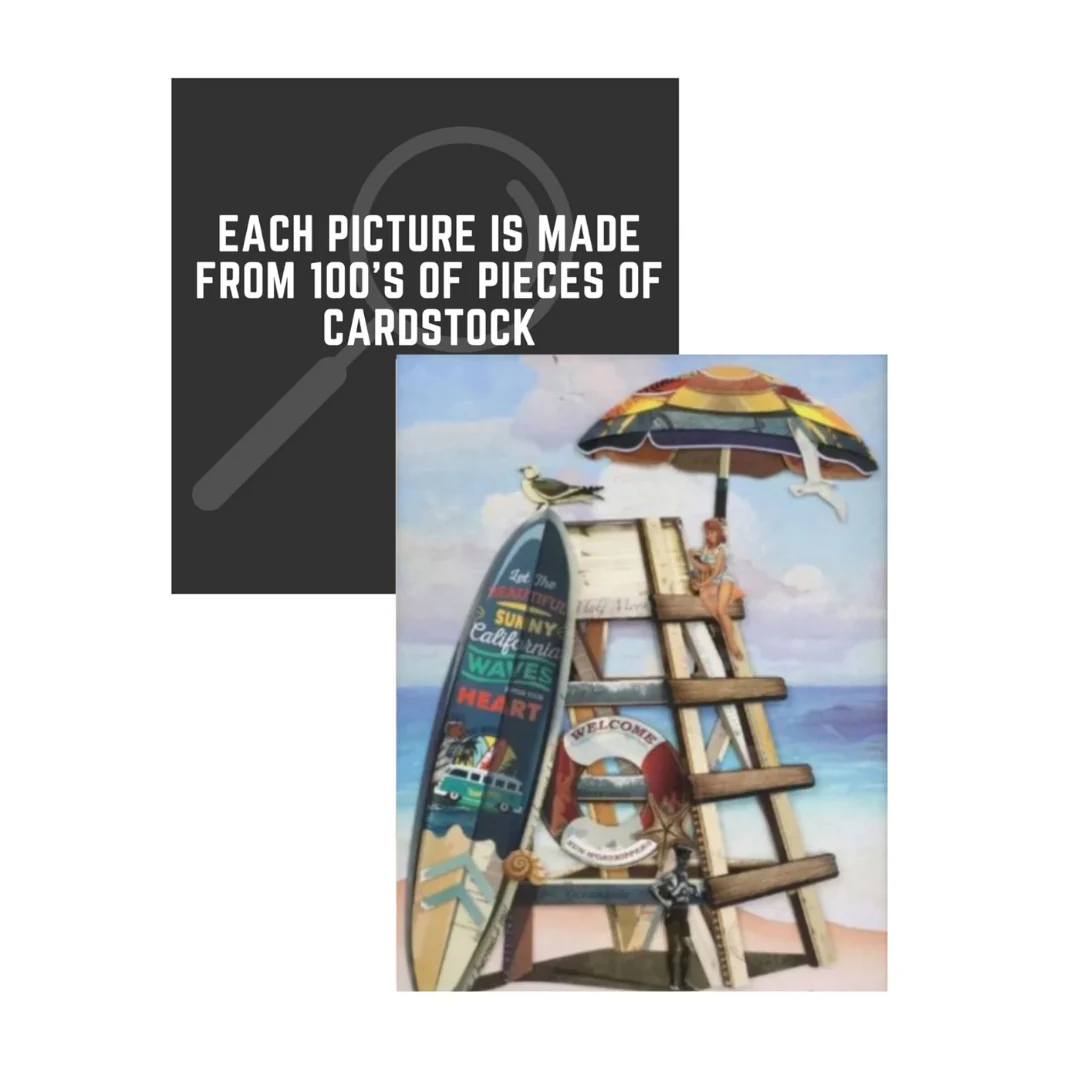 3D Collage Art | Lifeguard Tower (36"x29") - Image 4
