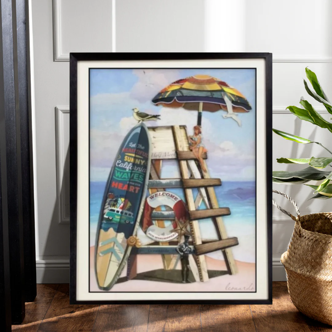 3D Collage Art | Lifeguard Tower (36"x29") - Image 5