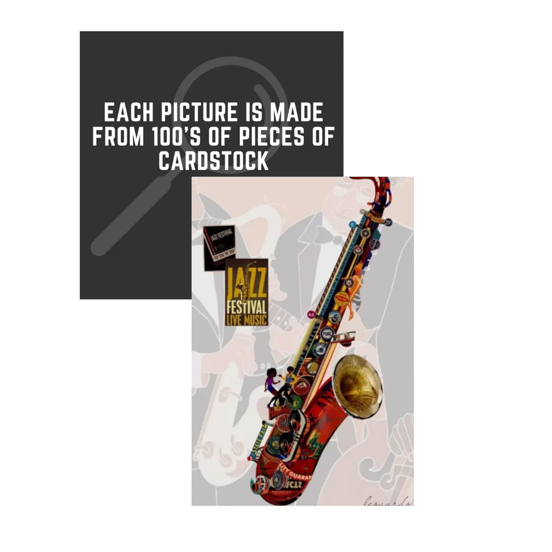 3D Collage Art | Saxophone - All That Jazz (36"x28") - Image 4
