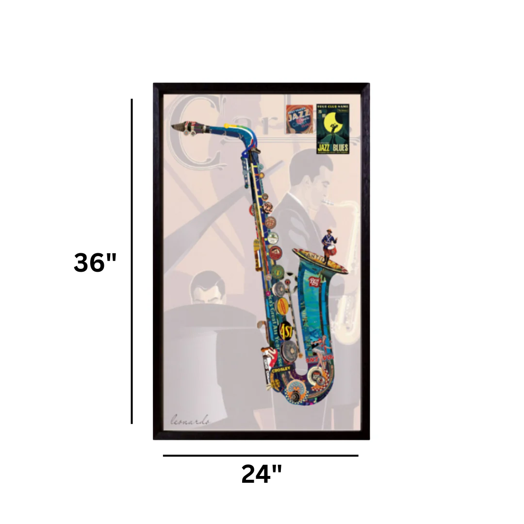 3D Collage Art | Saxophone Singin' the Blues (36"x24") - Image 3