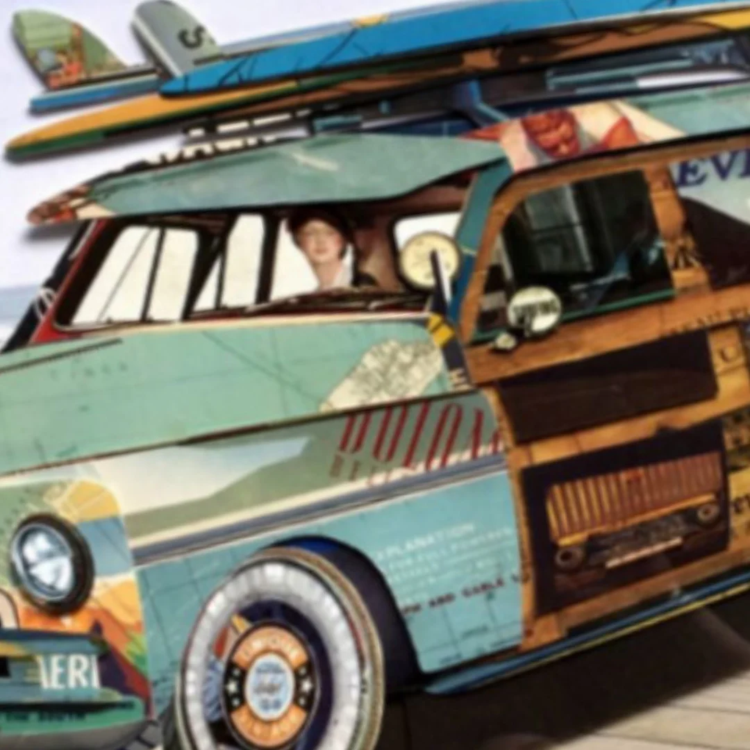 3D Collage Art | Surf's Up Woody (36"x24") - Image 6