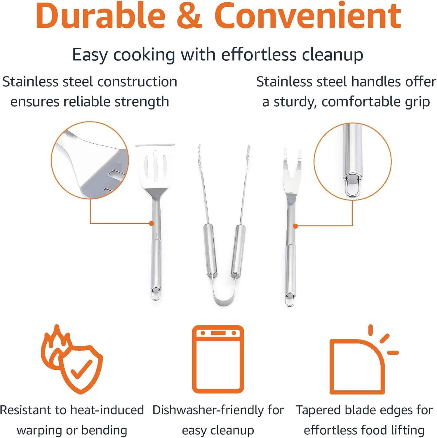 4-Piece Stainless Steel BBQ Grilling Tool Set with Carry Bag - Image 3