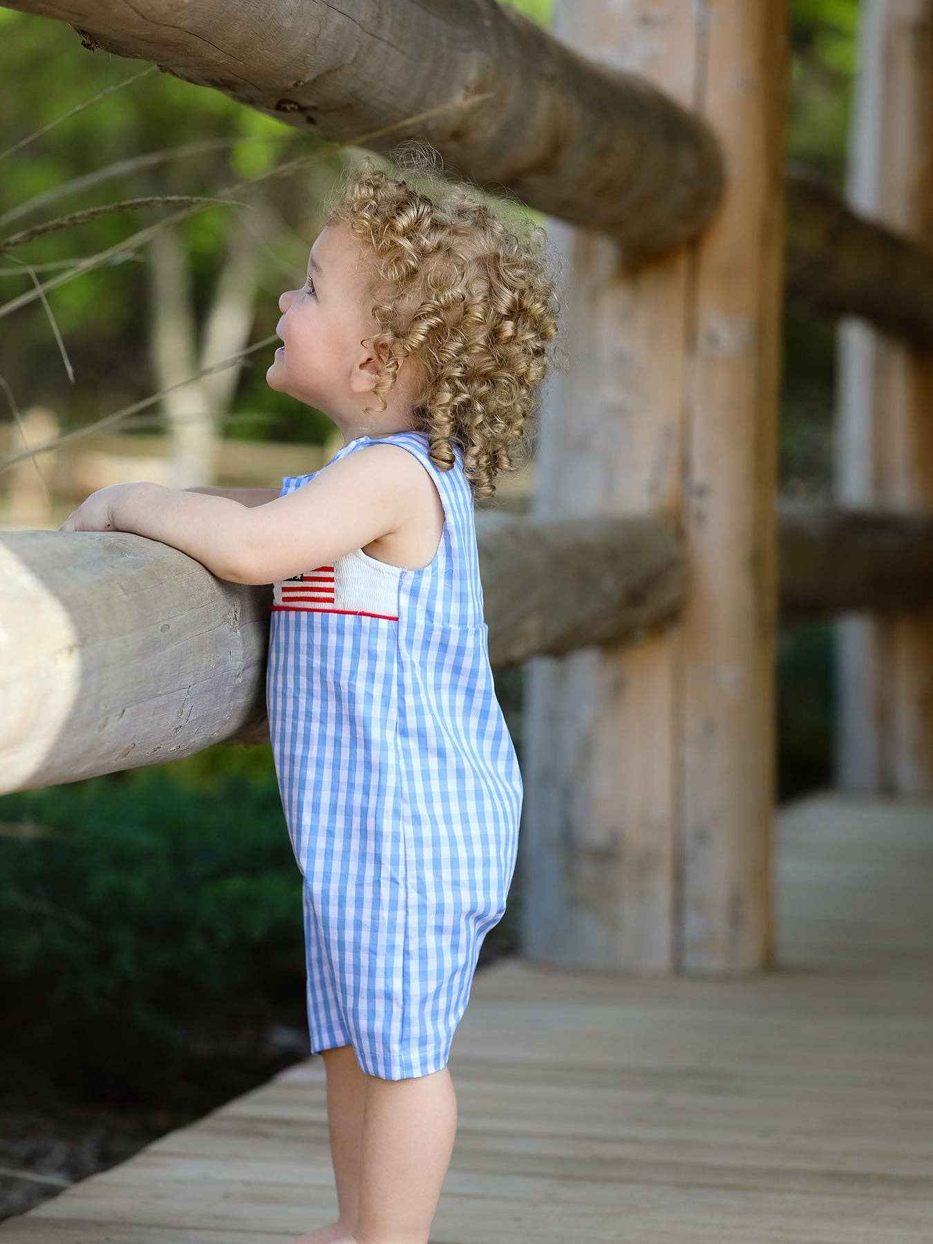 4th of July Flag Smocking Boys Romper - Image 2