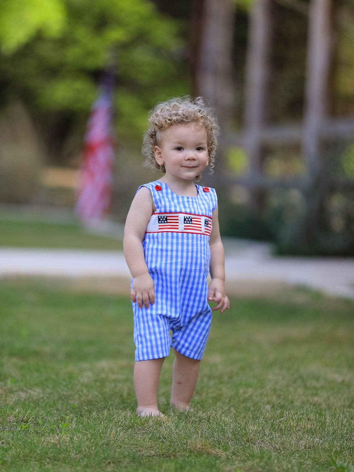 4th of July Flag Smocking Boys Romper - Image 5