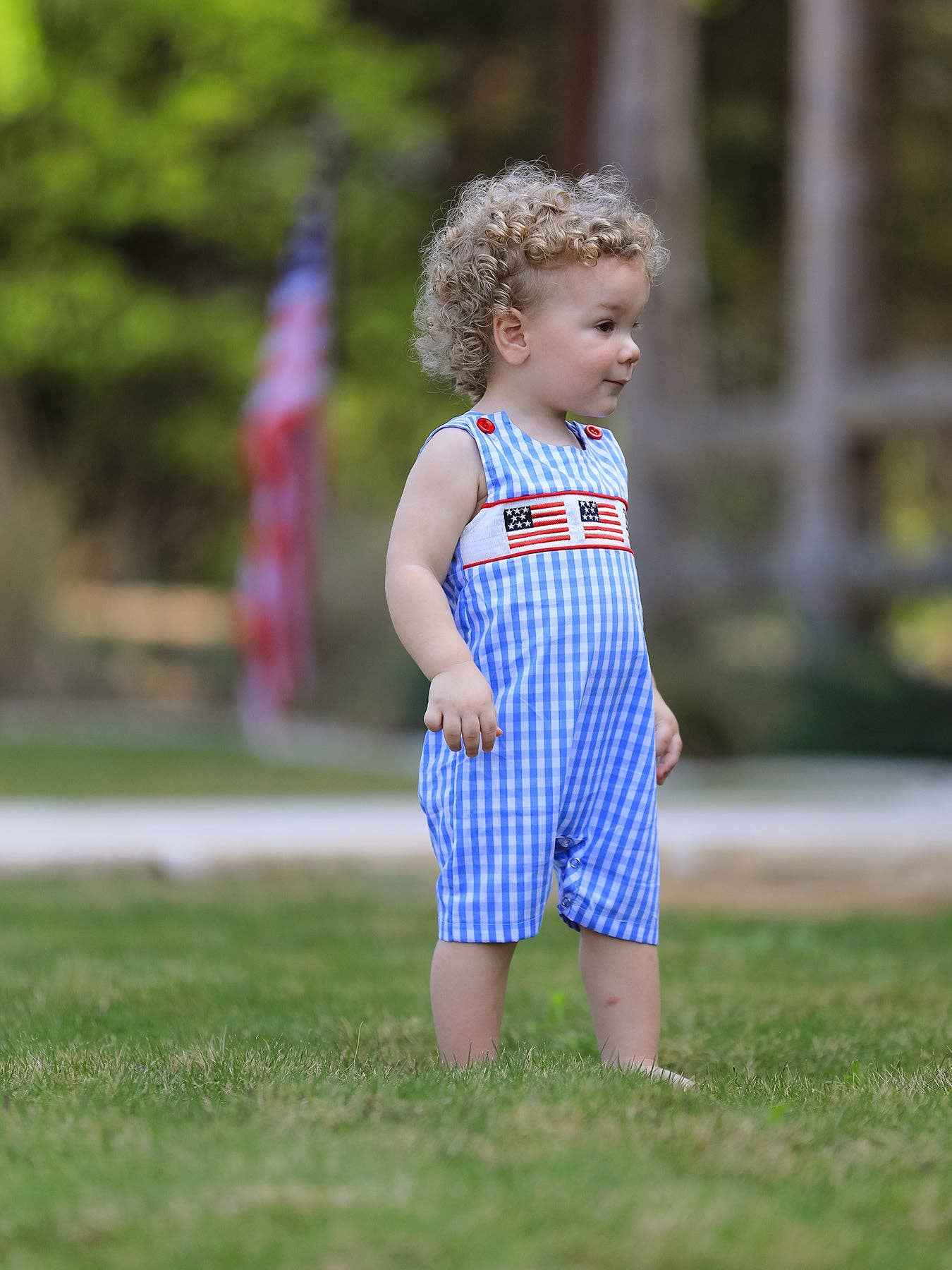 4th of July Flag Smocking Boys Romper - Image 6