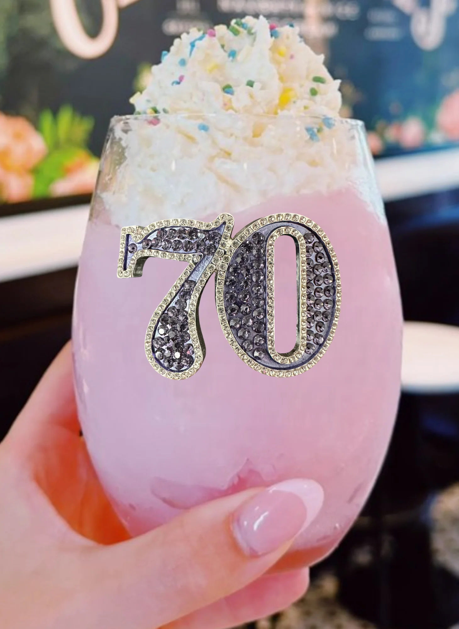 70th Birthday Stemless Wine Glass - Image 2