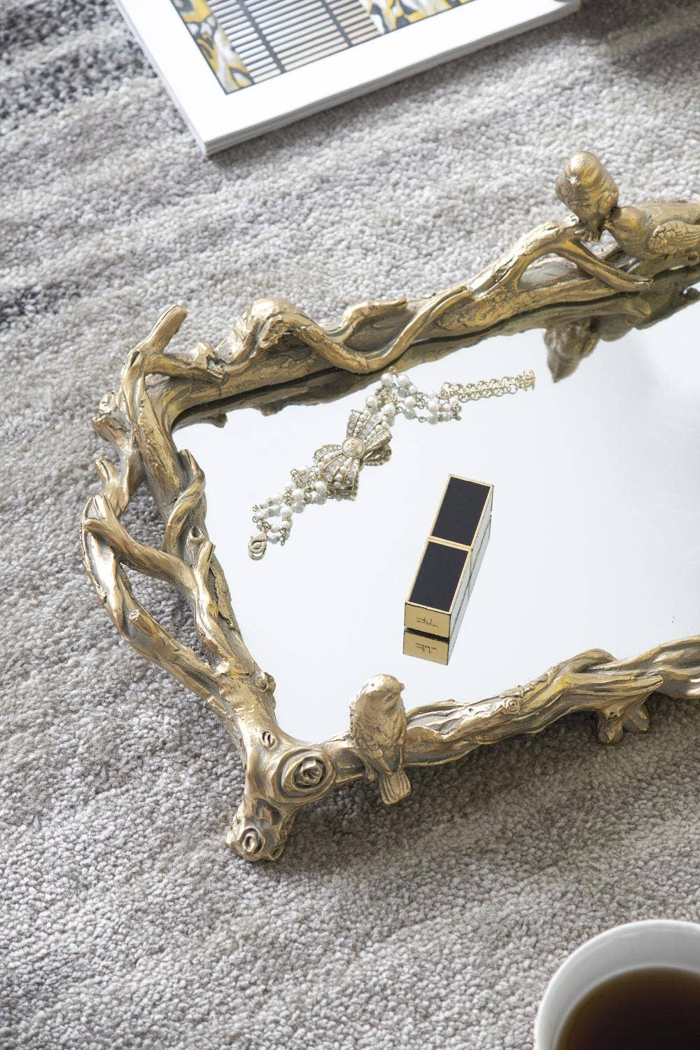 Gold Bird Mirrored Tray - Image 2