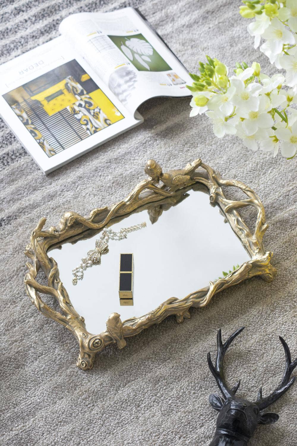 Gold Bird Mirrored Tray - Image 7