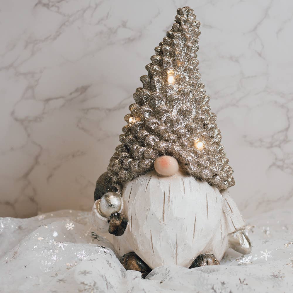 A Cheerful Giver - Pinecone Gnome with LED Lights — Christmas, Holiday Decorations - Image 2