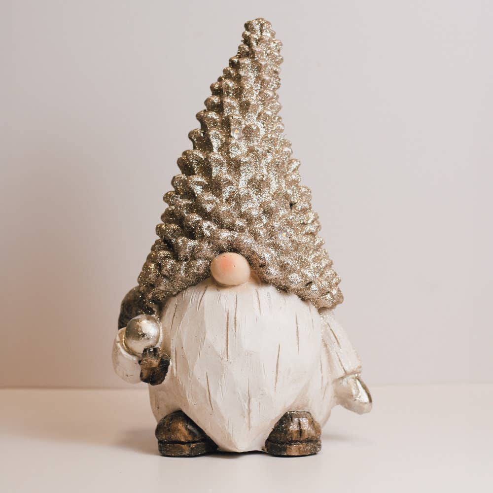 A Cheerful Giver - Pinecone Gnome with LED Lights — Christmas, Holiday Decorations - Image 3