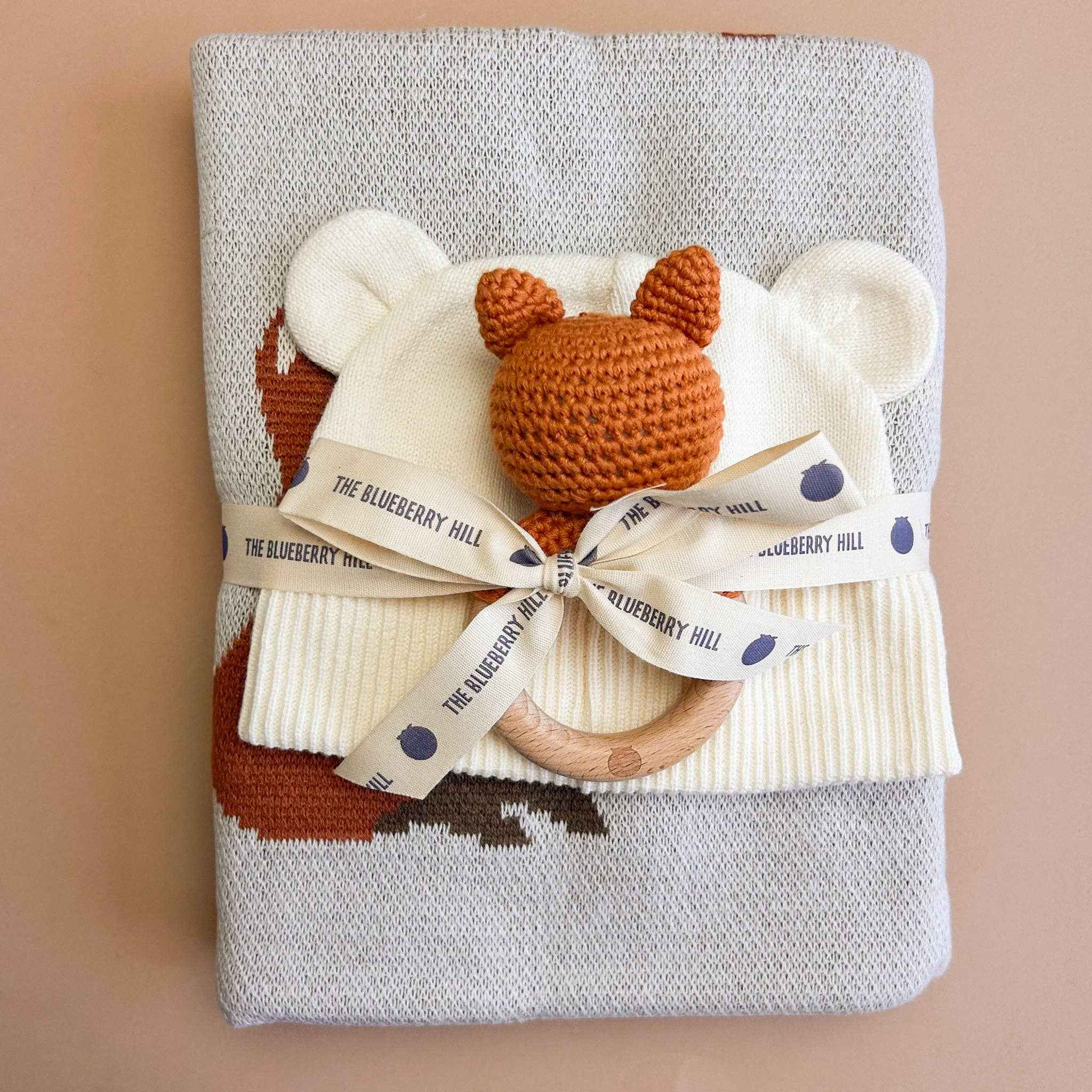 ABC Blanket Hat Teether Gift Set- Newborn Fox Acorn