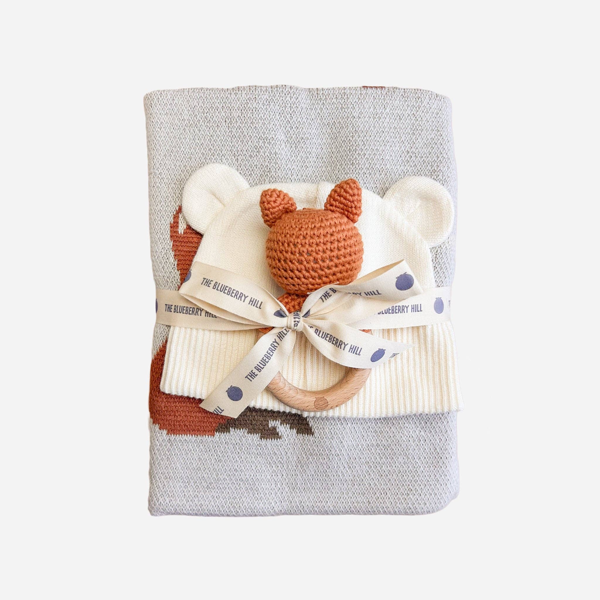 ABC Blanket Hat Teether Gift Set- Newborn Fox Acorn - Image 2
