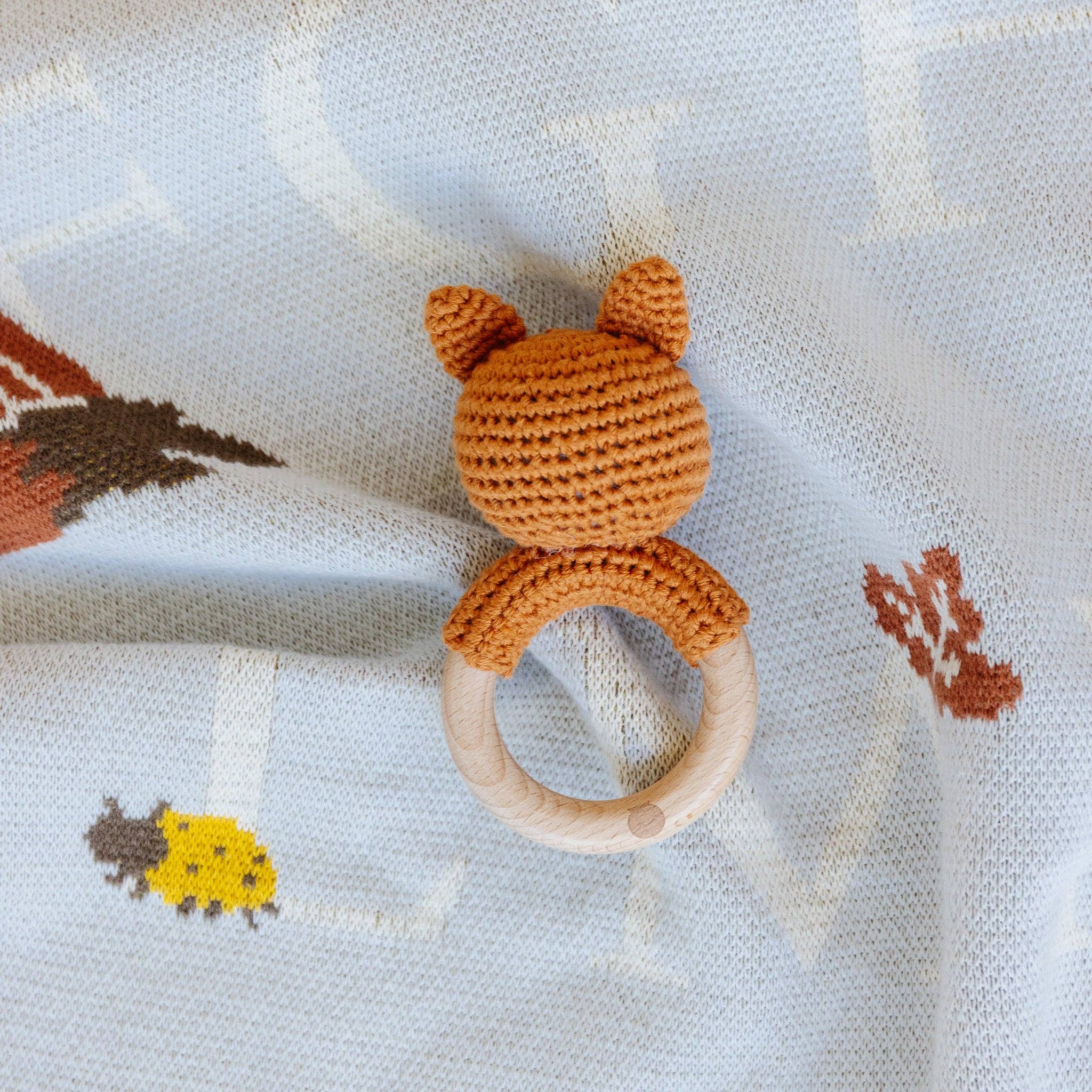 ABC Blanket Hat Teether Gift Set- Newborn Fox Acorn - Image 4