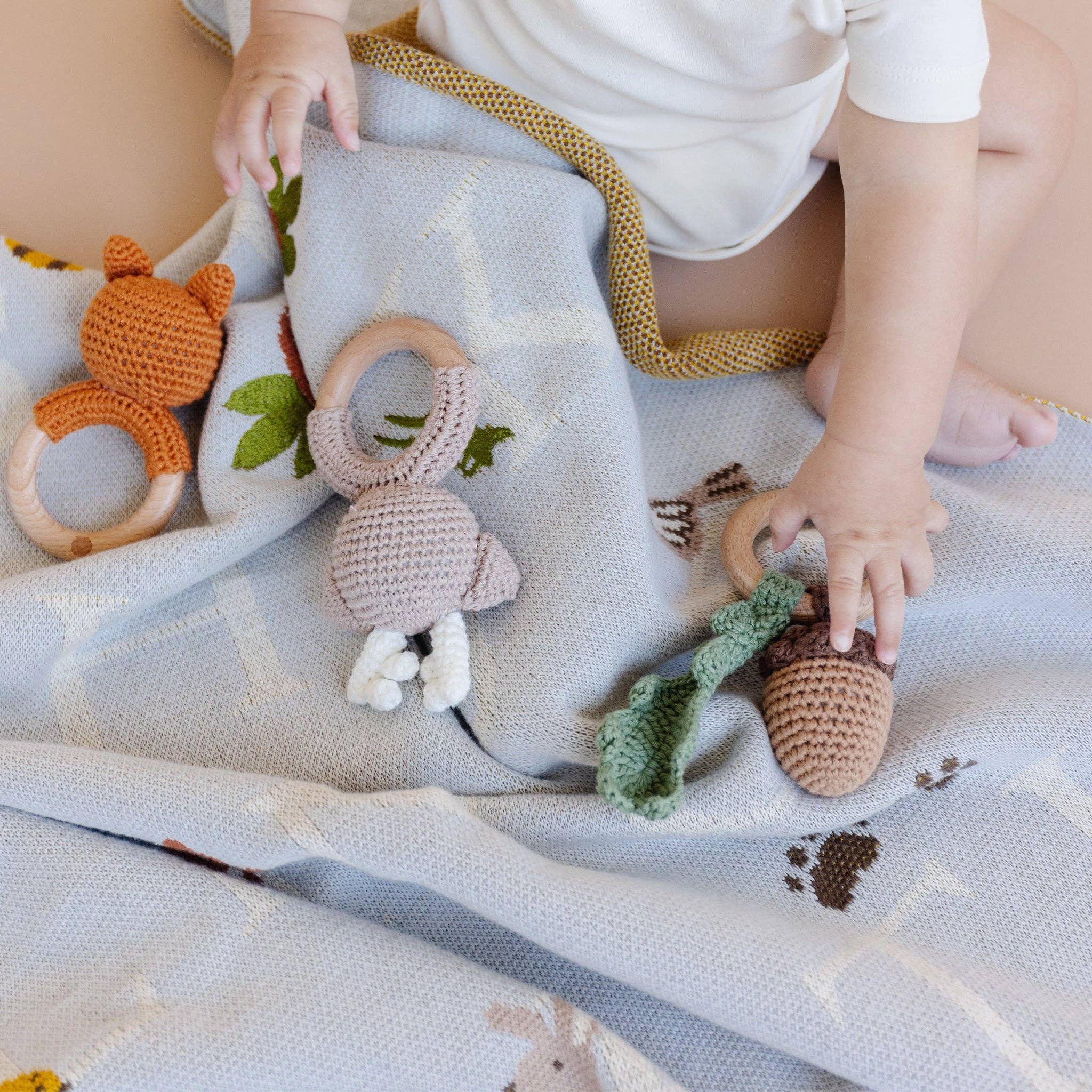 ABC Blanket Hat Teether Gift Set- Newborn Fox Acorn - Image 7
