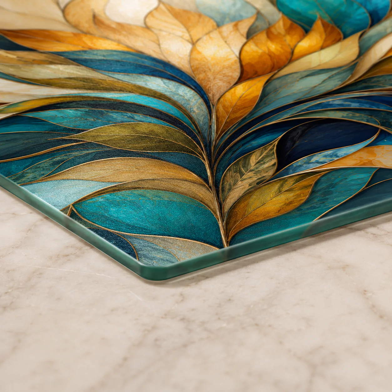 Abstract Design Glass Cutting Board, Charcuterie Tray: 11x15 inch - Image 6