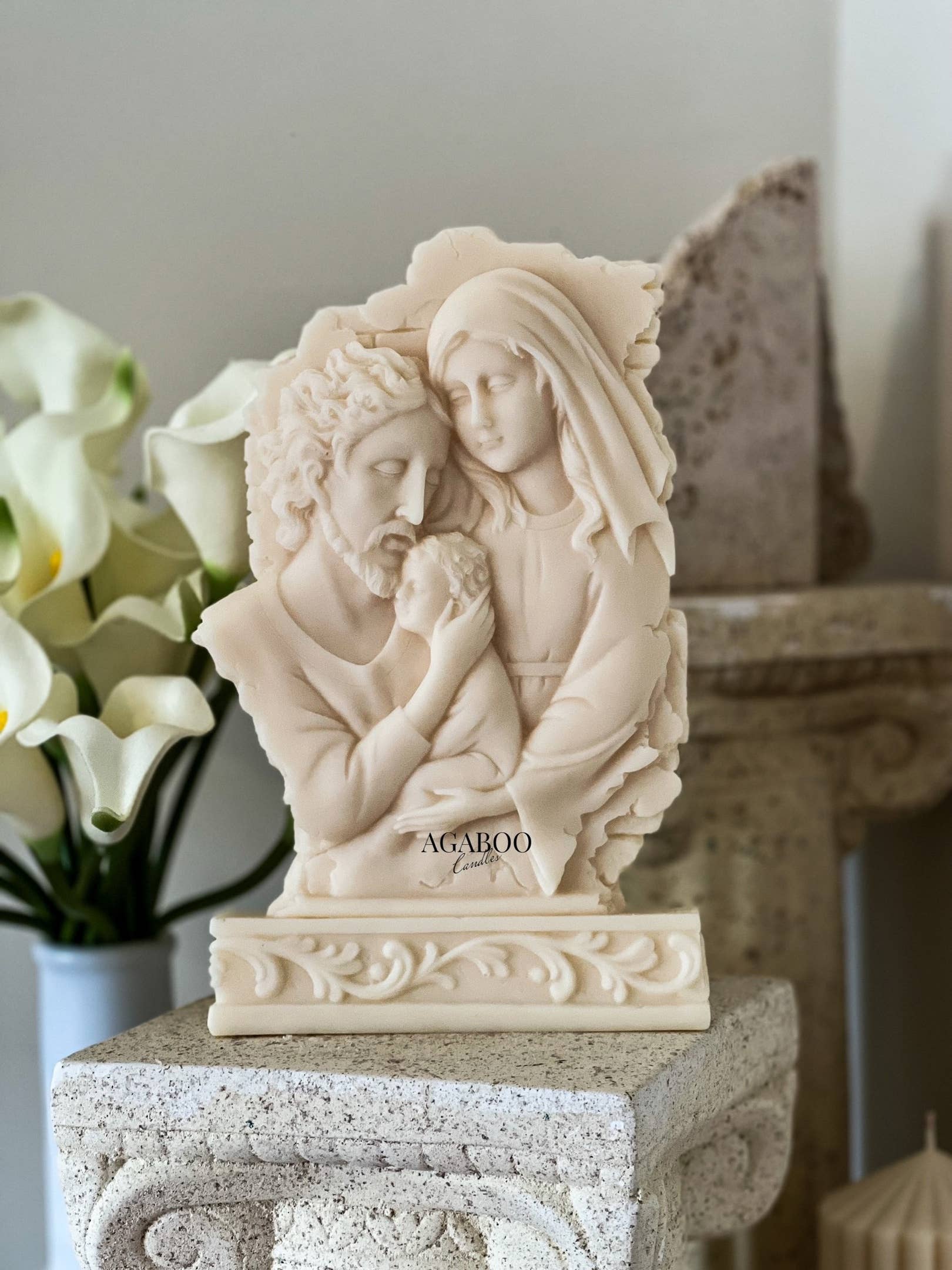 Catholic Holy Family Candle 8x5x1in - Religion - Image 3