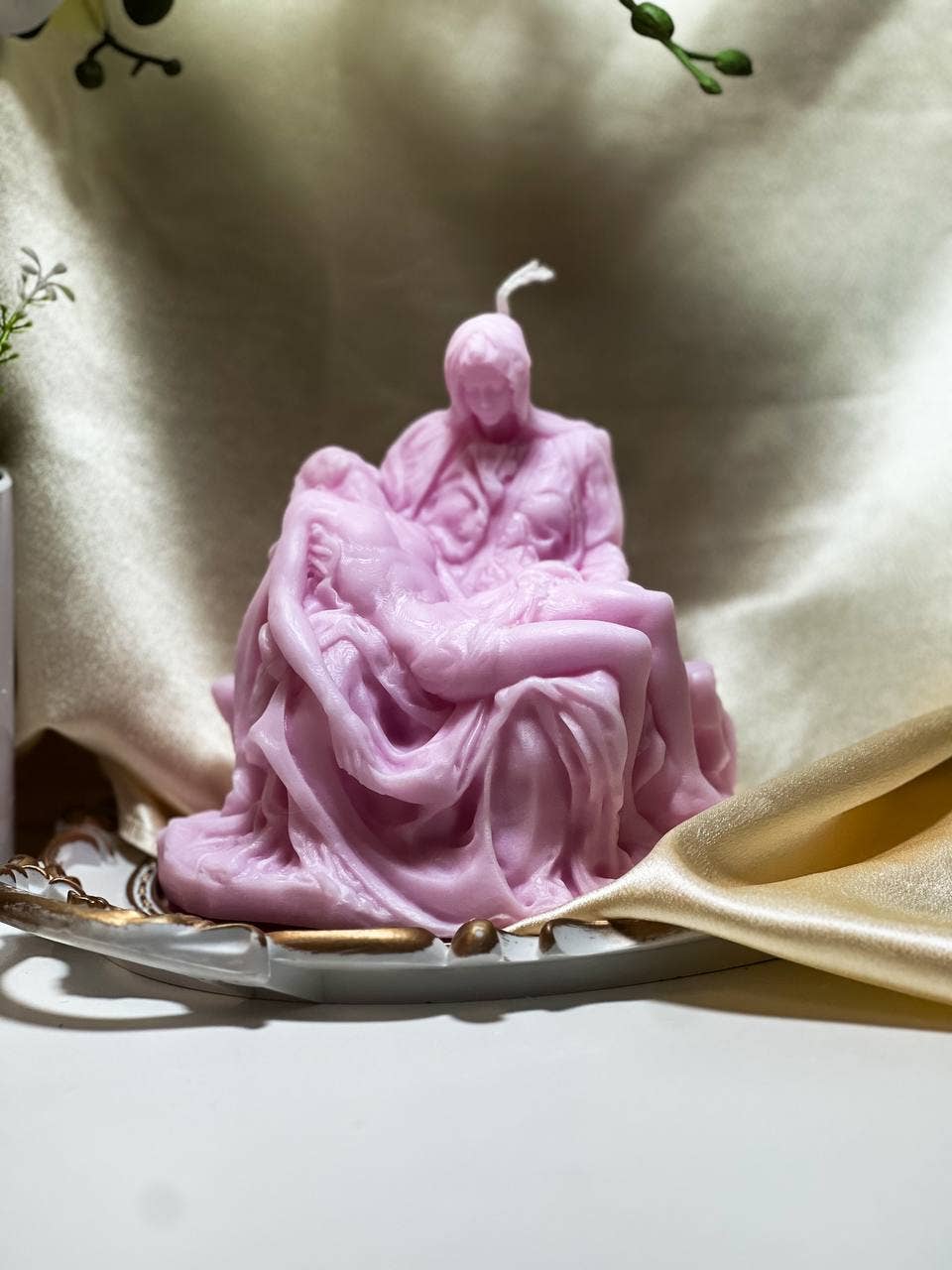 Sculpted Italian Pieta Statue Candle 5.5x6in - Religion - Image 2