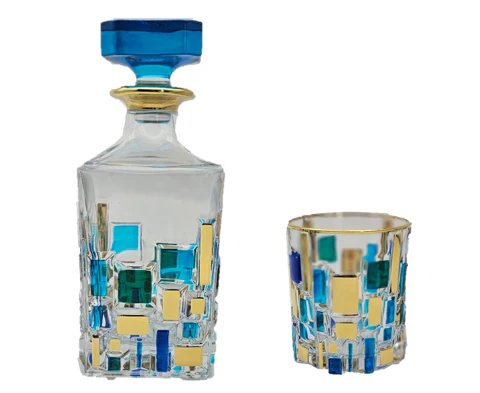 Etna Aqua Gold Rocks Cocktail Glass - Image 2
