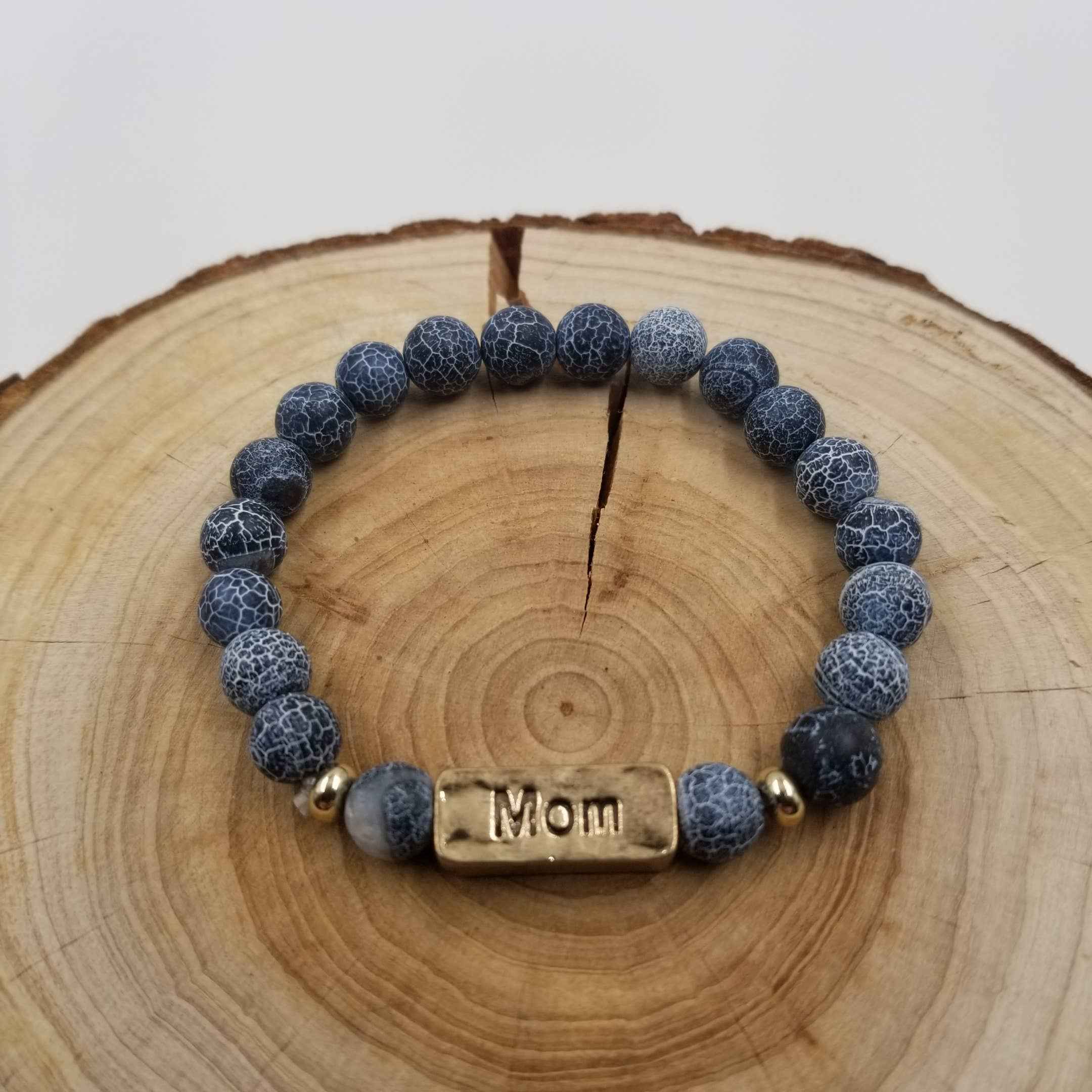 Amazon Stone Bracelet With MOM Label: Brown - Image 3