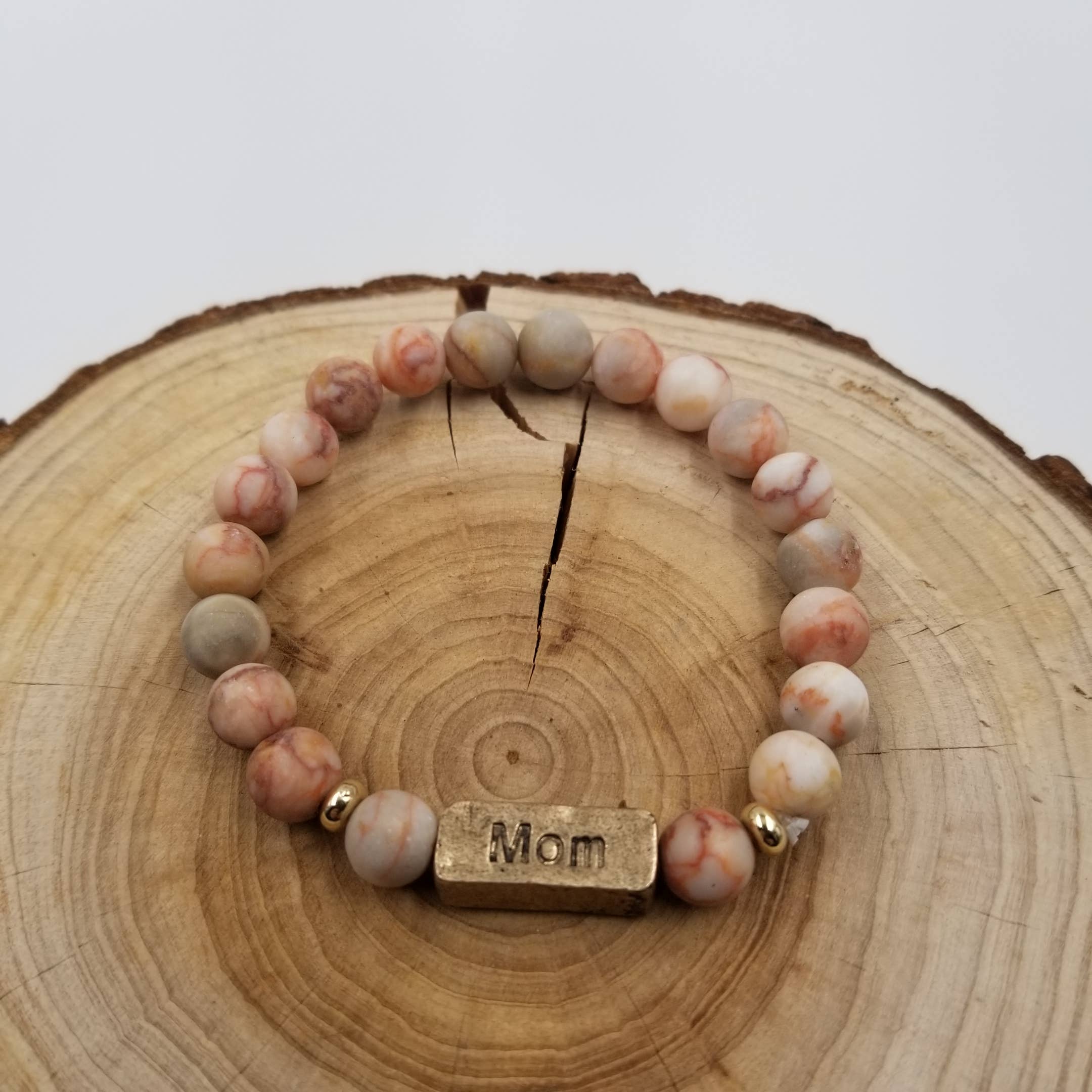 Amazon Stone Bracelet With MOM Label: Brown - Image 4