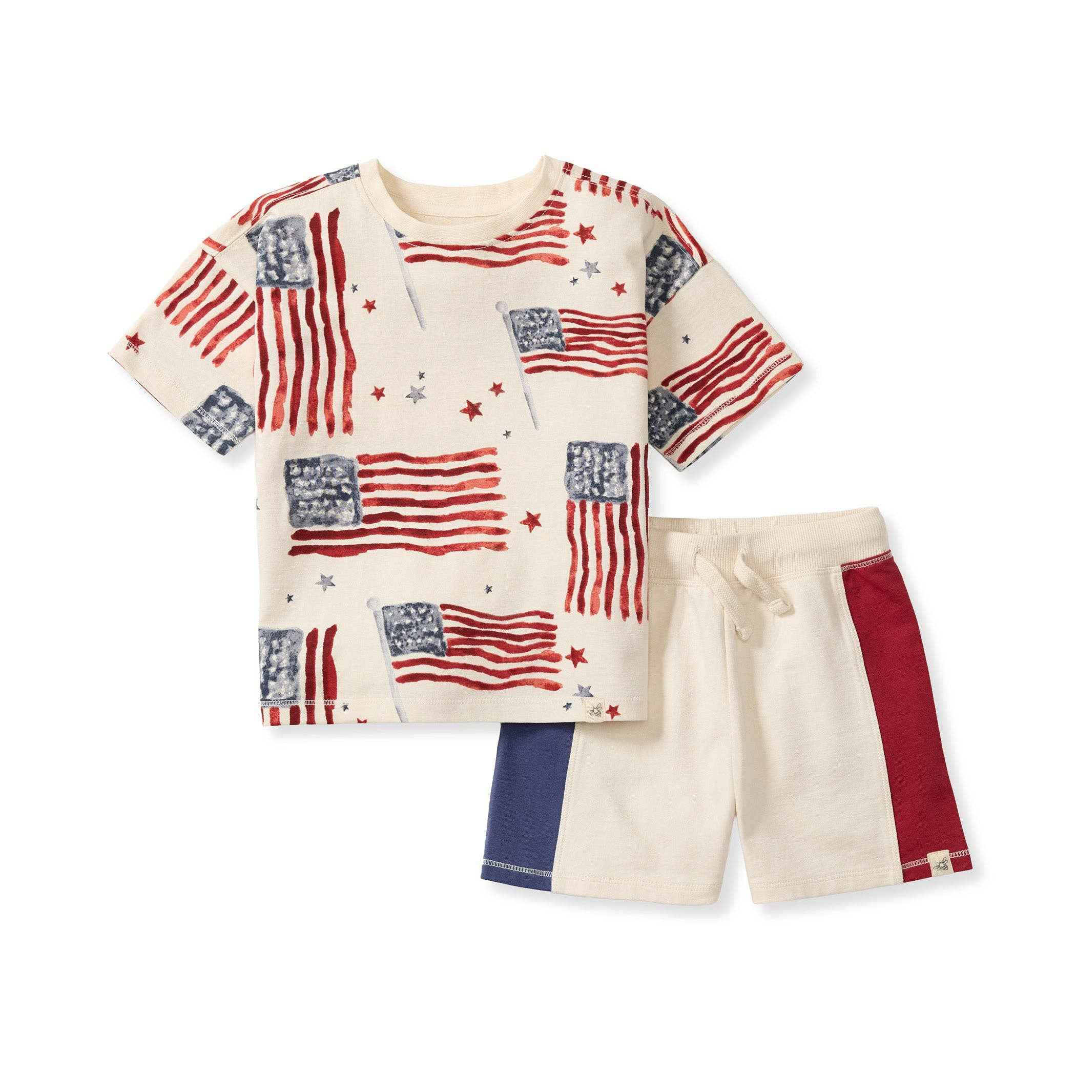 American Flag Boy Tee & Shorts Set: 12M