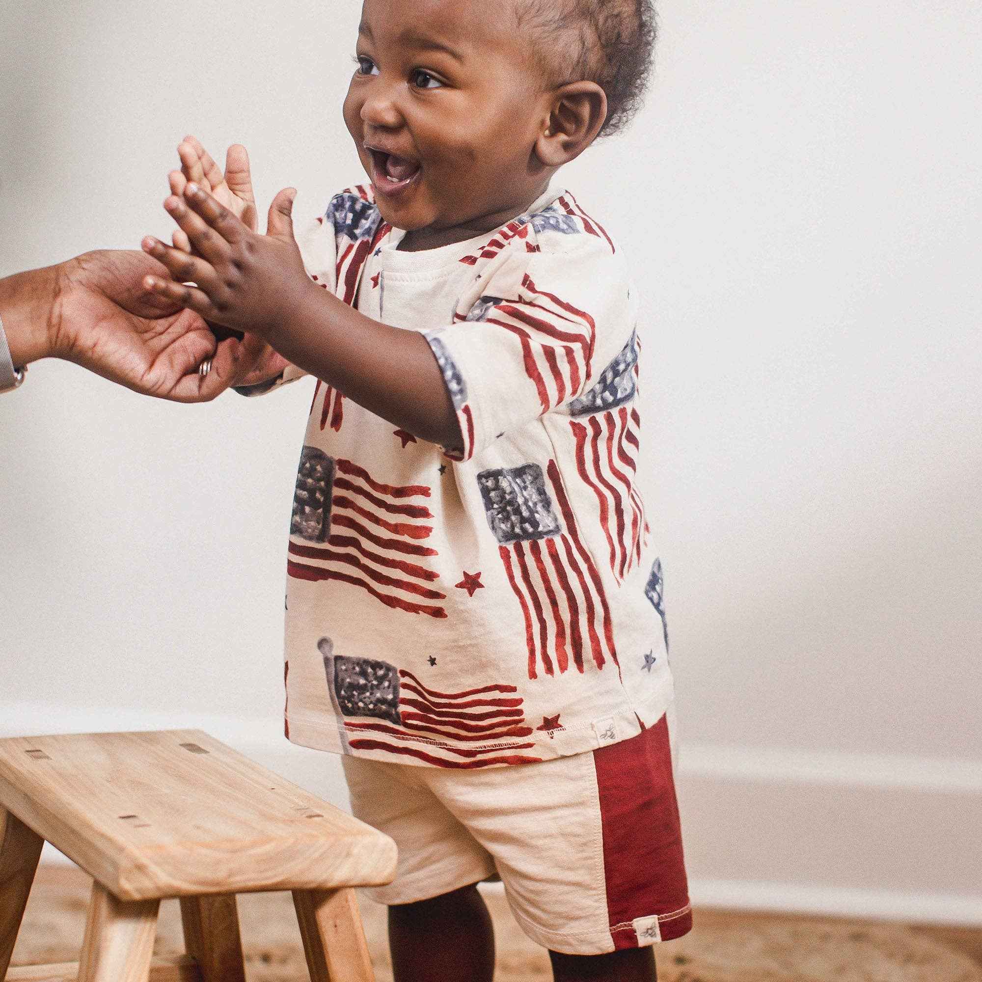 American Flag Boy Tee & Shorts Set: 3-6M - Image 2